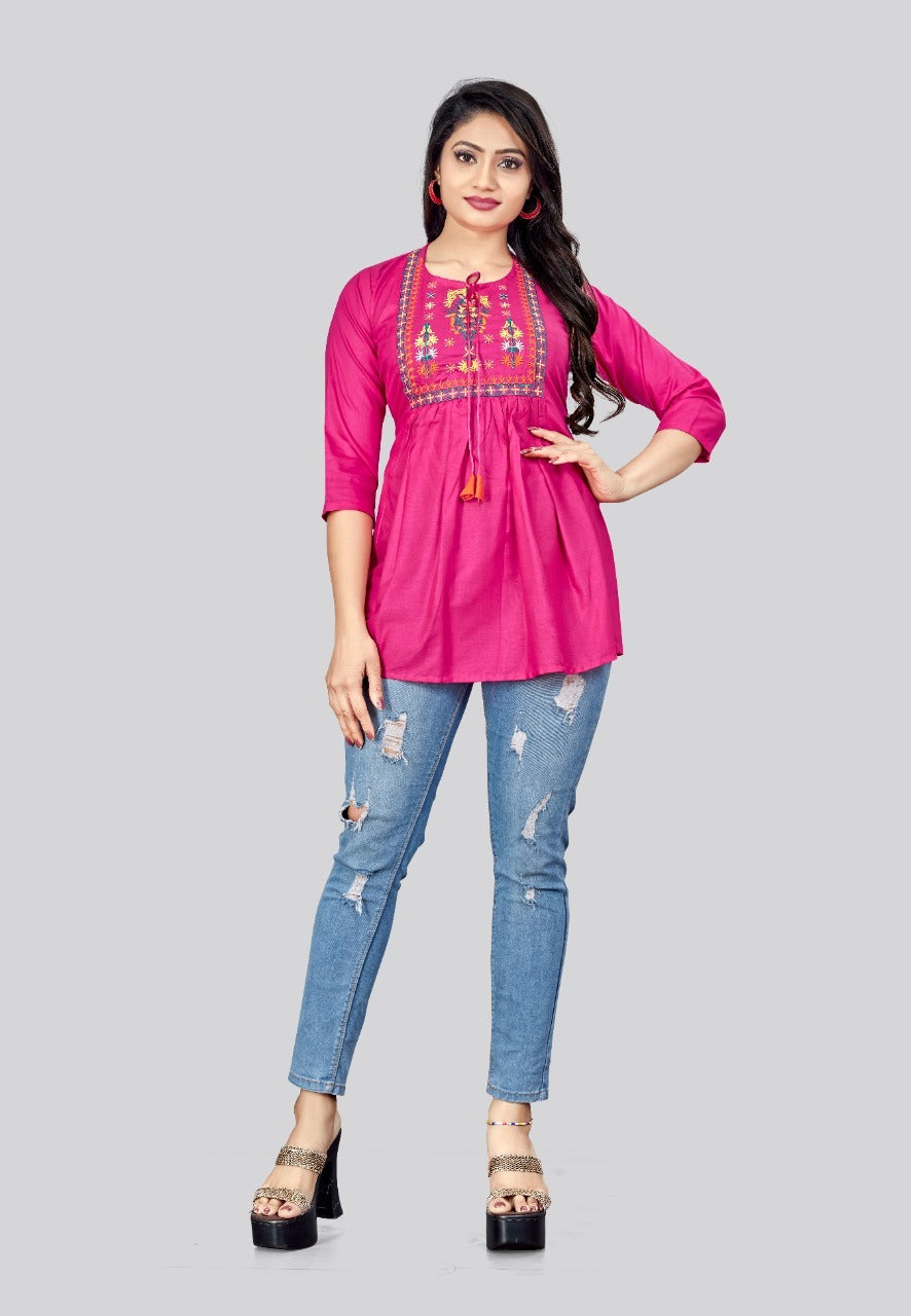 Ruby Cotton kurti nice pink color