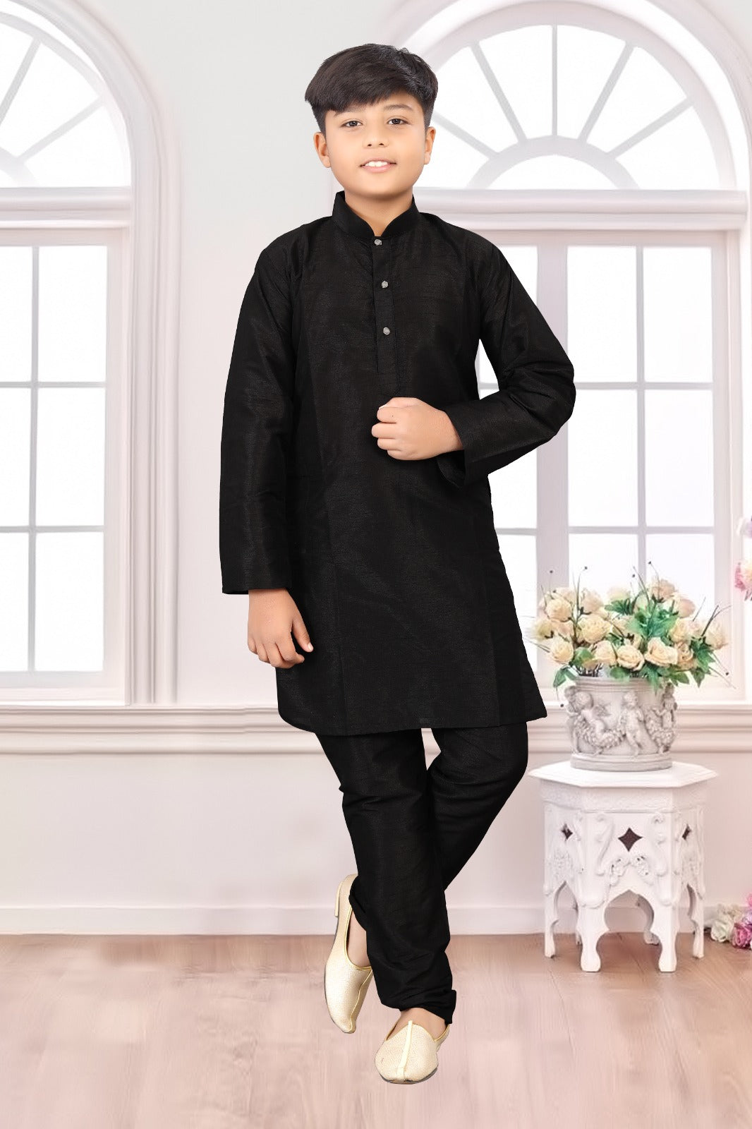 Kid_s Kurta Pyjama_Kurta Fabric- _Silk_ Chudidar Fabric - _Silk_