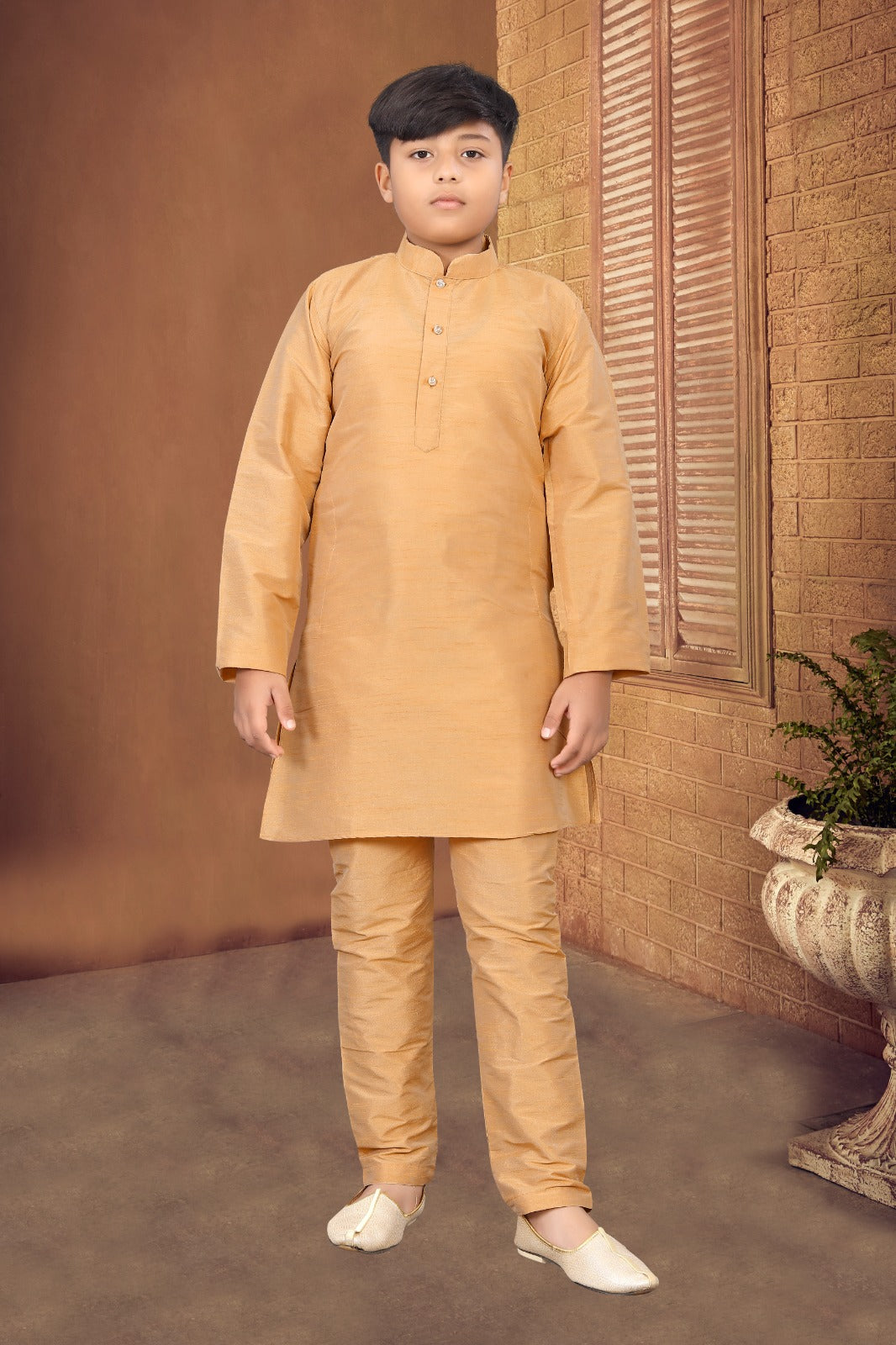 Kid_s Kurta Pyjama_Kurta Fabric- _Silk_ Chudidar Fabric - _Silk_
