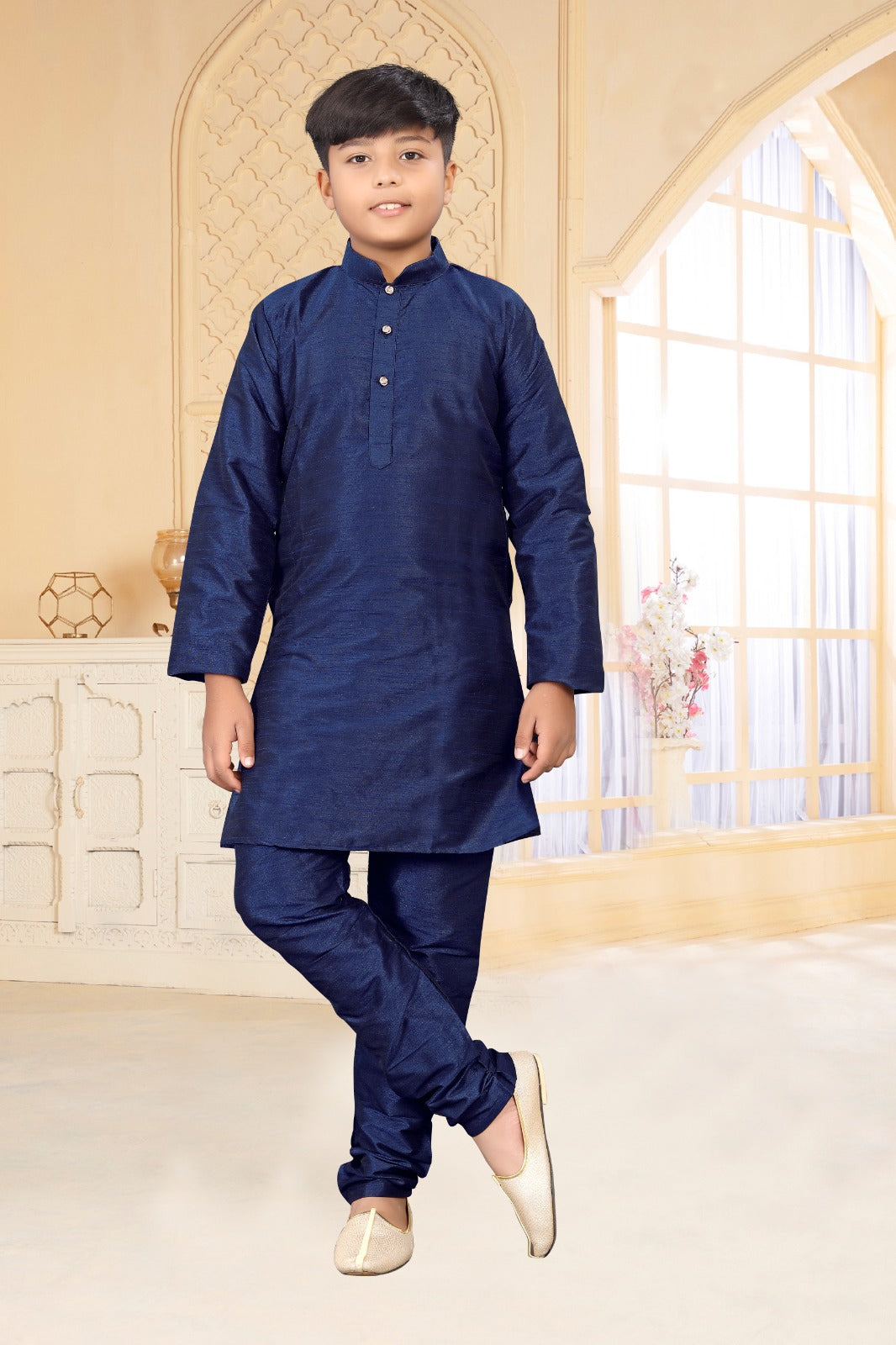 Kid_s Kurta Pyjama_Kurta Fabric- _Silk_ Chudidar Fabric - _Silk_