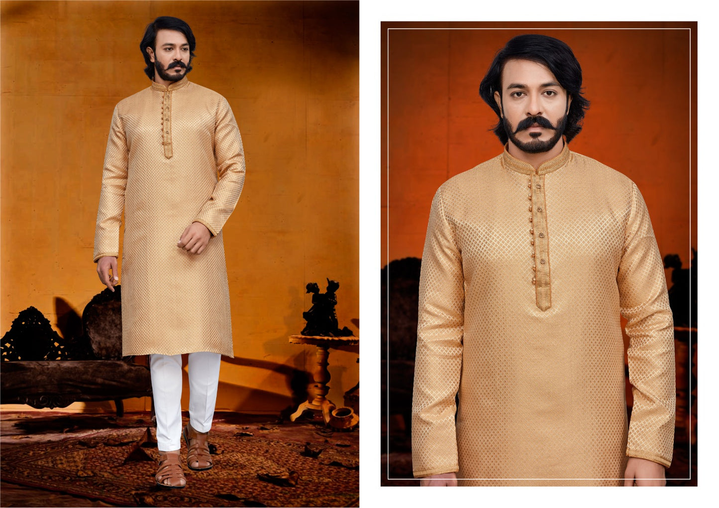 _Men_s Kurta Pyjama_ Kurta Fabric- _Jacquard Pintex_ Chudidar Fabric - _Semi Cotton_