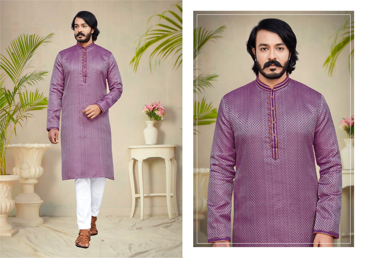 _Men_s Kurta Pyjama_ Kurta Fabric- _Jacquard Pintex_ Chudidar Fabric - _Semi Cotton_
