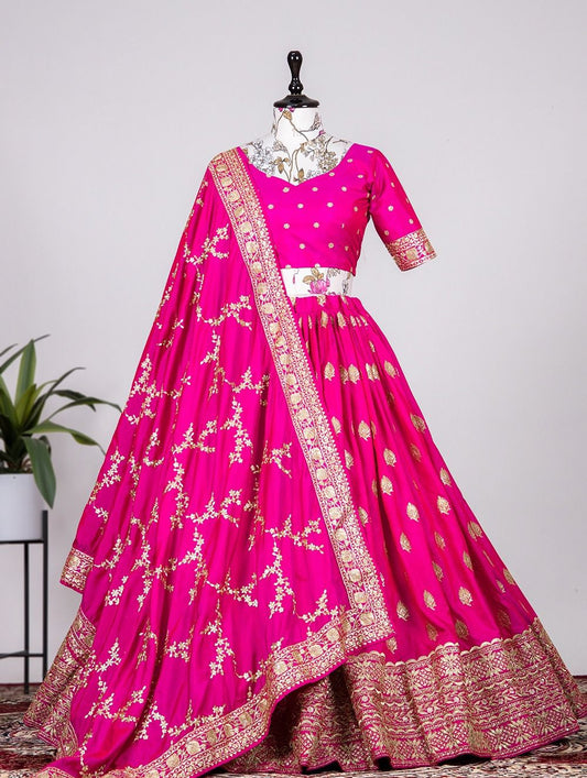 Weeding Party Lehenga Choli nice beautiful Pink   color with Unstitch blouse