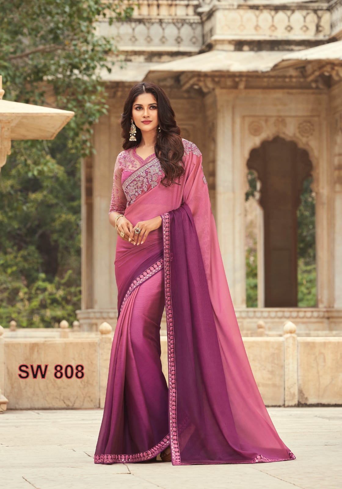 beautiful Sattin ,silk saree with unstitch blouse piece