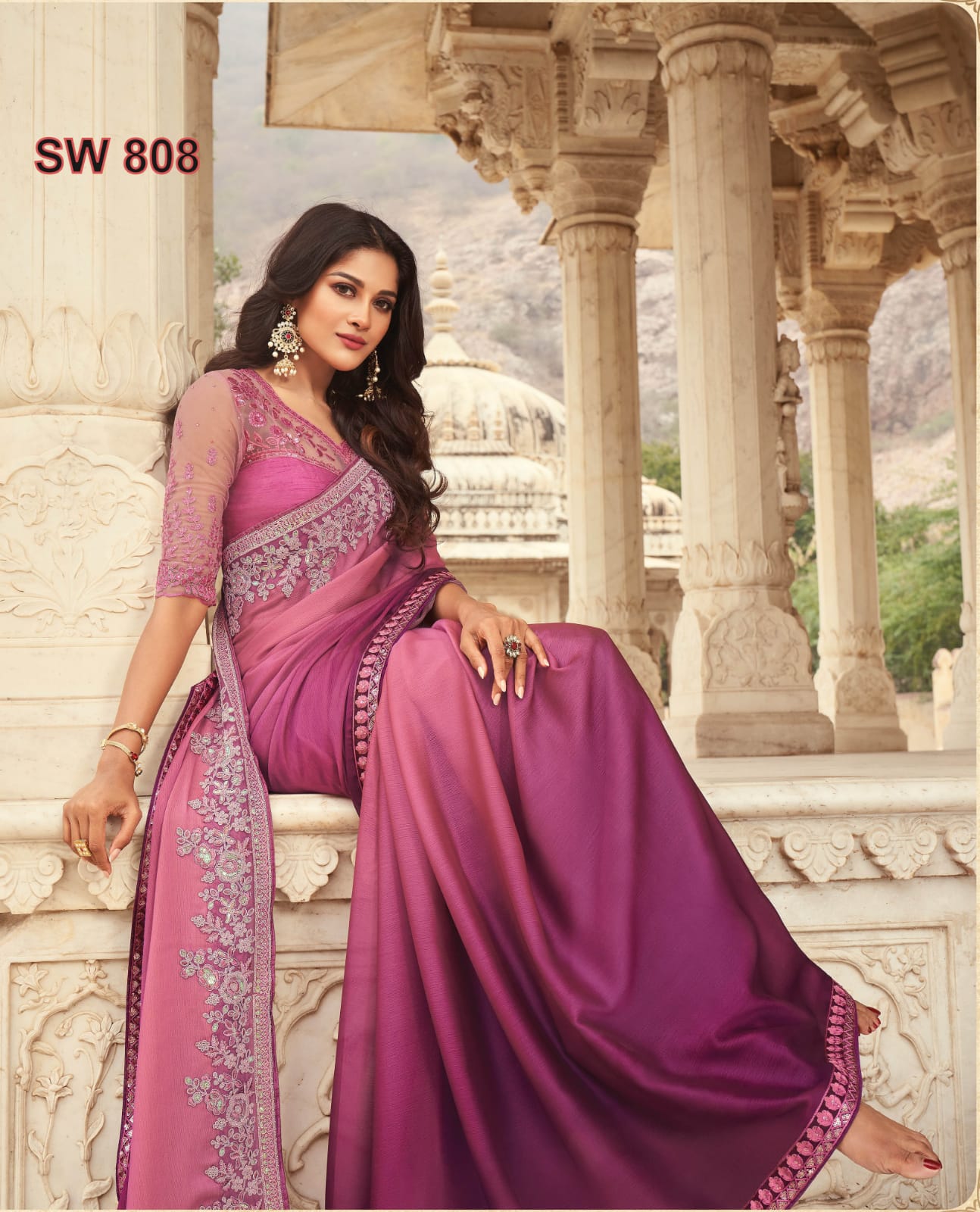 beautiful Sattin ,silk saree with unstitch blouse piece