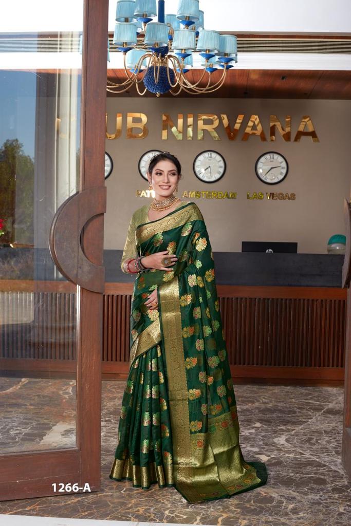 Fabric :- Pure Dola Silk With Fancy Lace Border & Embroidery Worked Blouse