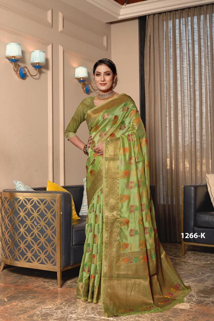 Fabric :- Pure Dola Silk With Fancy Lace Border & Embroidery Worked Blouse
