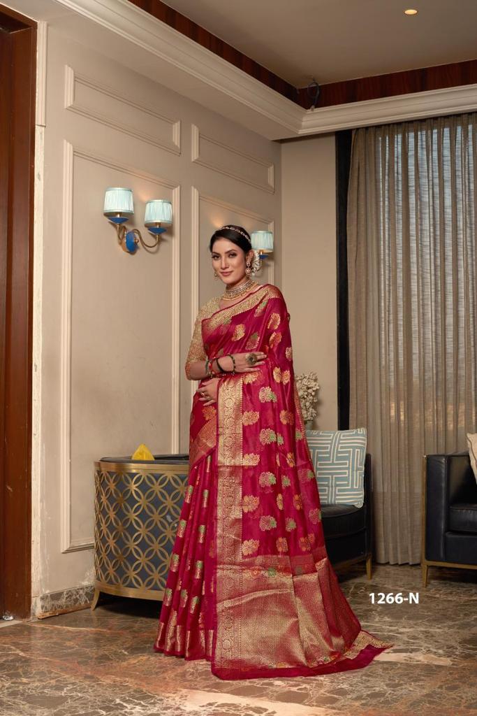 Fabric :- Pure Dola Silk With Fancy Lace Border & Embroidery Worked Blouse