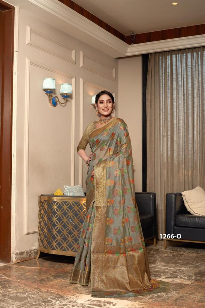 Fabric :- Pure Dola Silk With Fancy Lace Border & Embroidery Worked Blouse