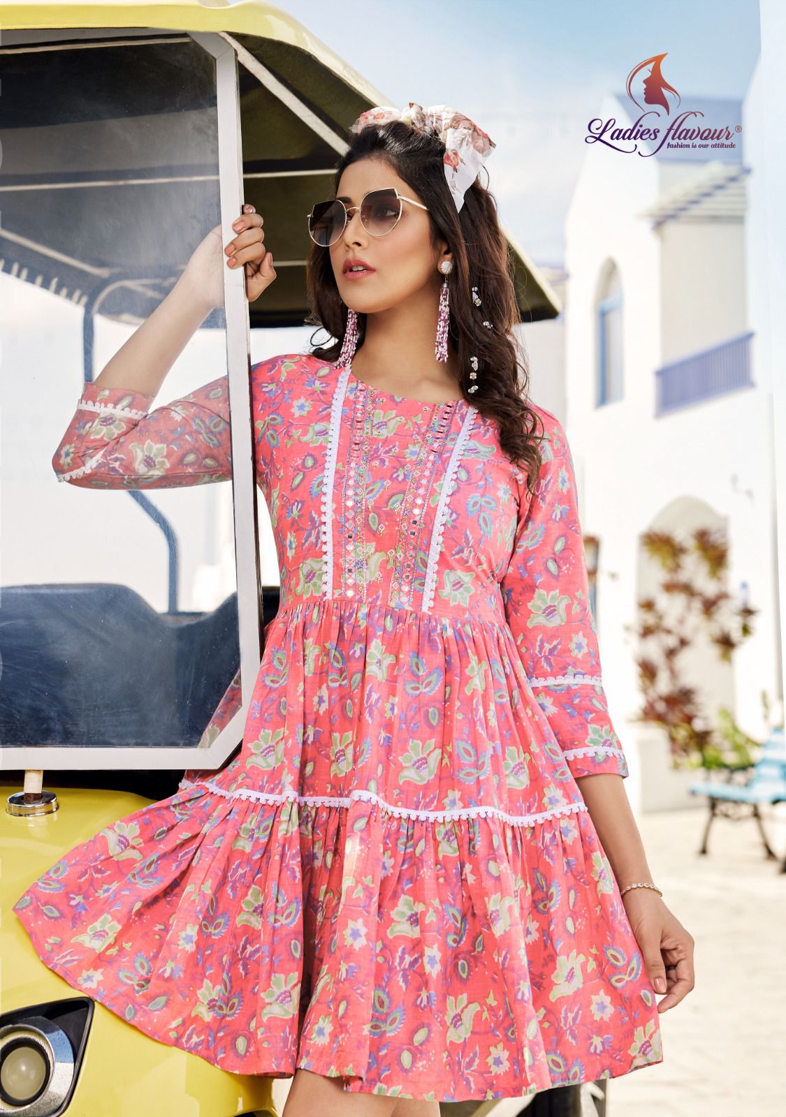 Pure mull cotton print with cotton inner &Embroidery work with cotton lace