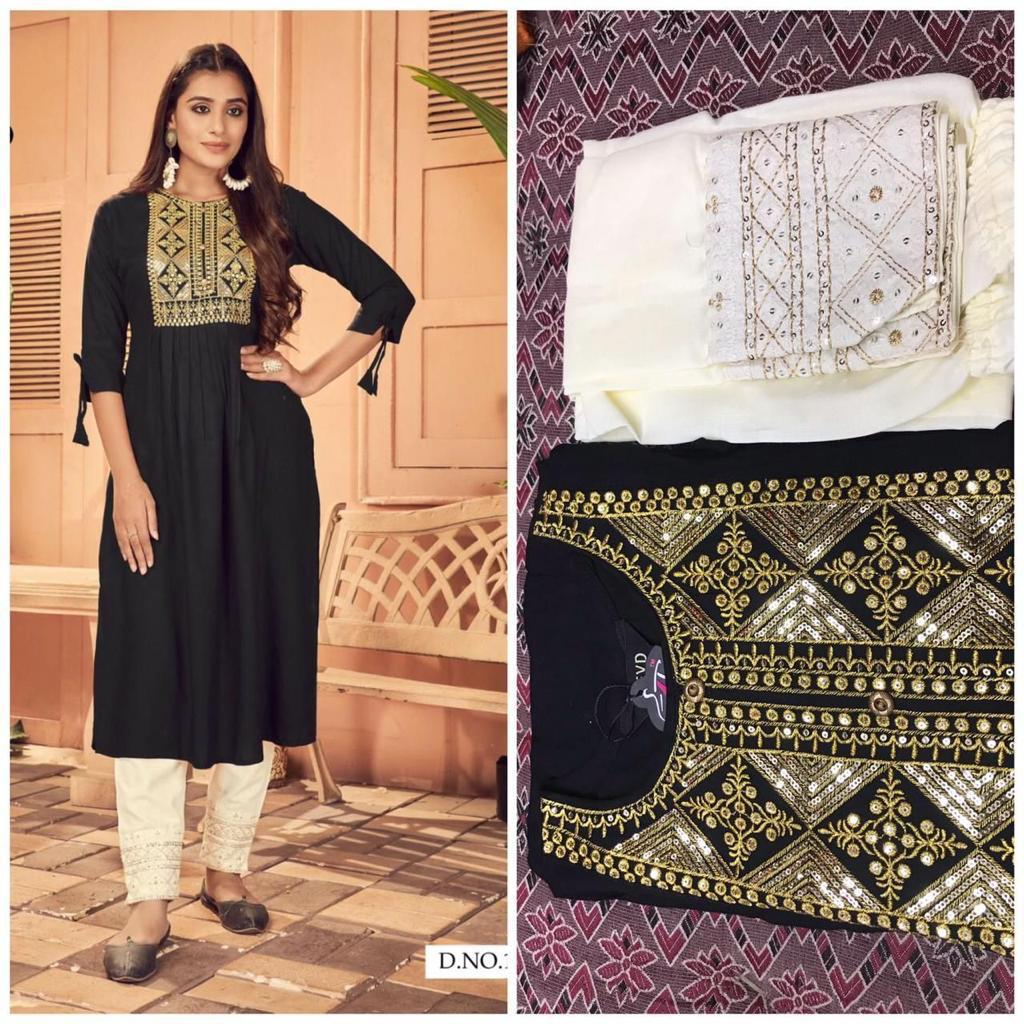 2 piece cotton slub kurti with fancy embroidery work