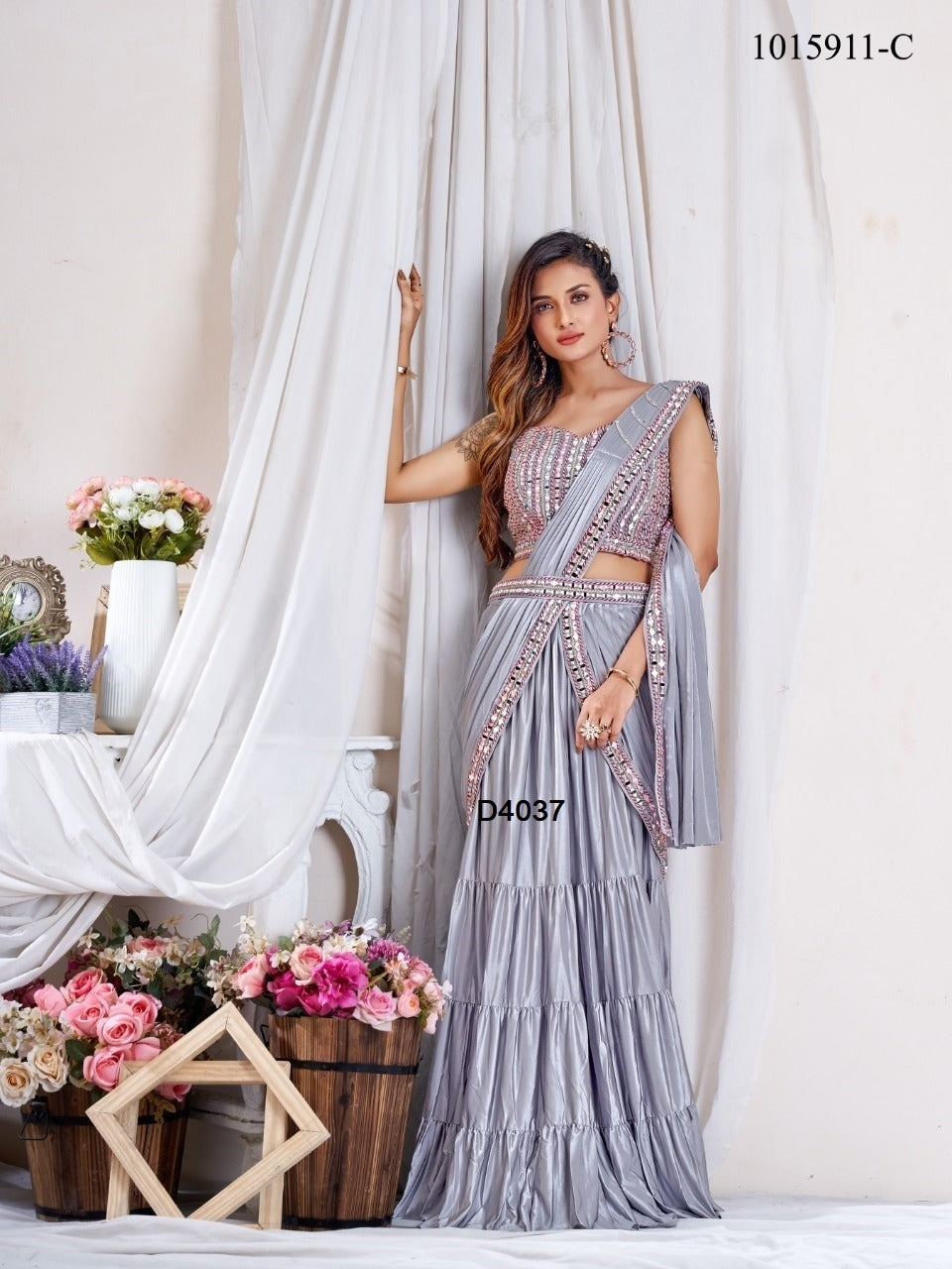 Gorgeous Ready to wear sharee nice color for party wear