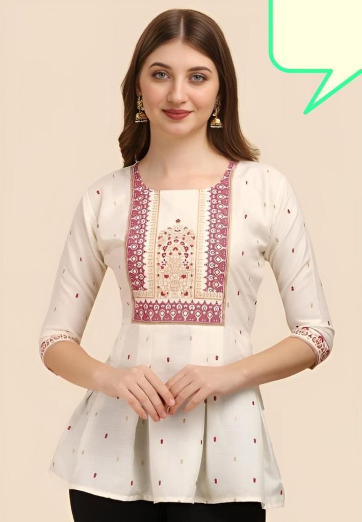 Ruby Cotton kurti white color