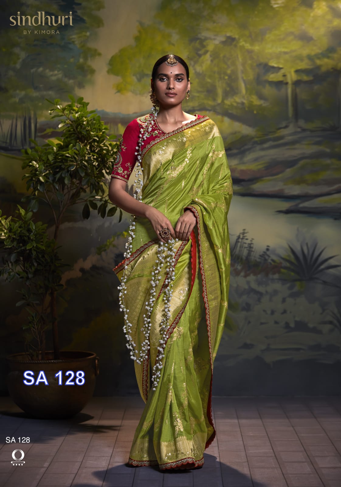 Fabric :- Pure Dola Silk With Fancy Lace Border & Embroidery Worked Blouse