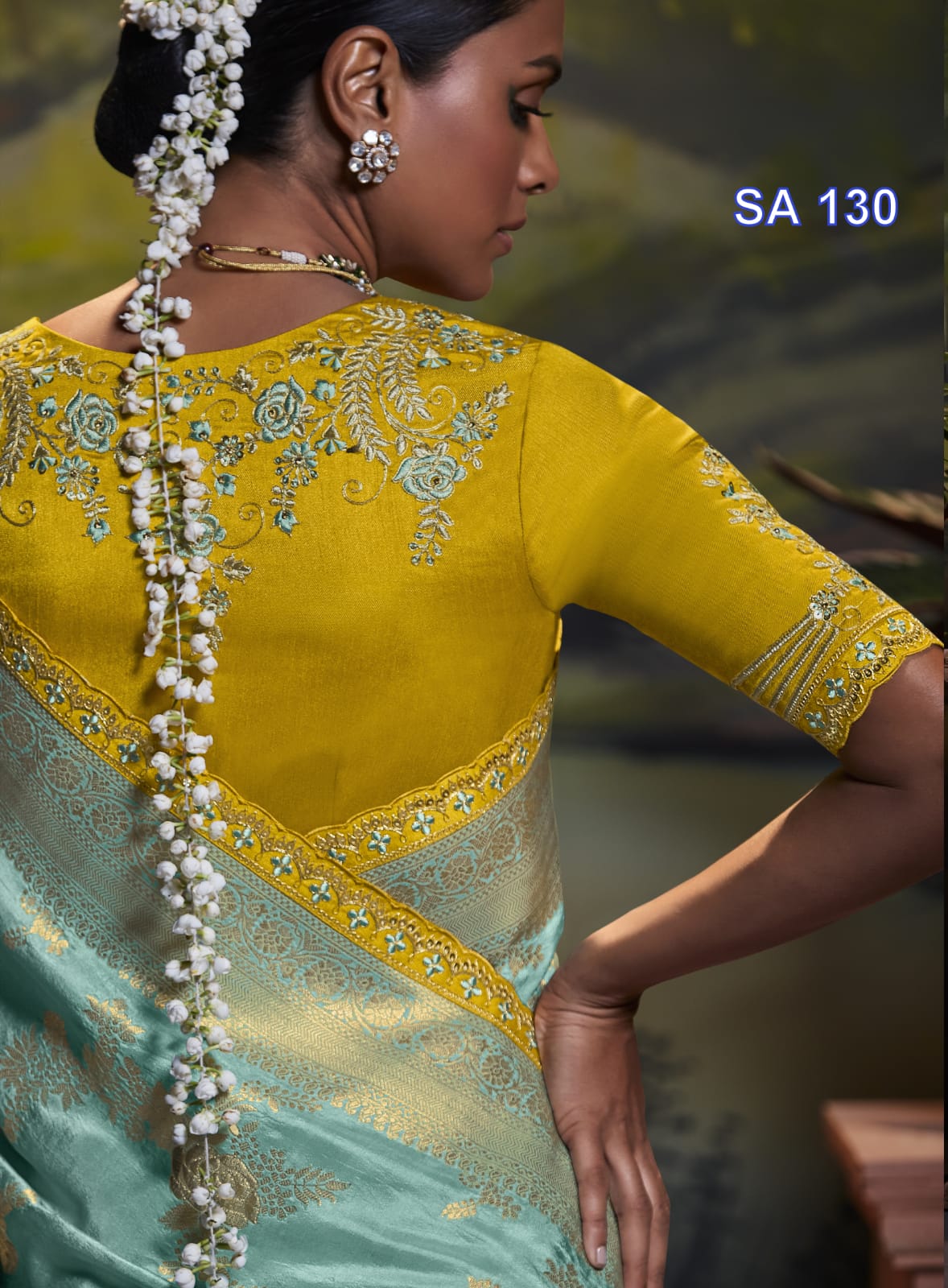 Fabric :- Pure Dola Silk With Fancy Lace Border & Embroidery Worked Blouse