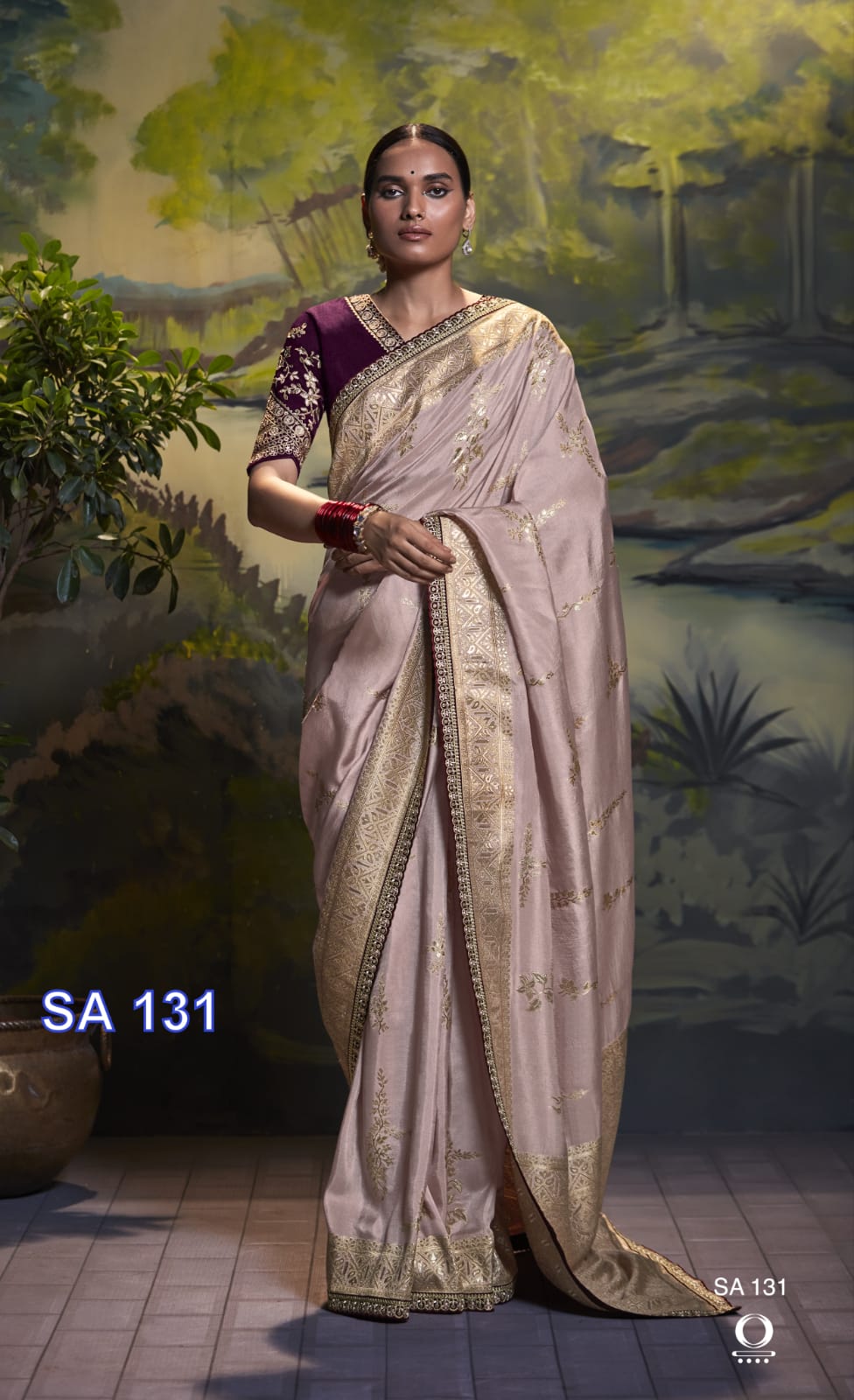 Fabric :- Pure Dola Silk With Fancy Lace Border & Embroidery Worked Blouse