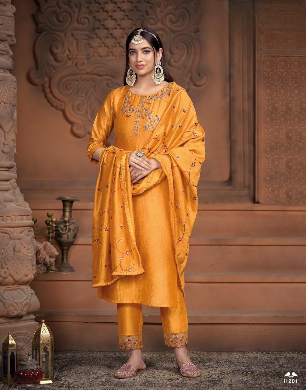 Gorgeous Yellow color ready to wear 3 piece