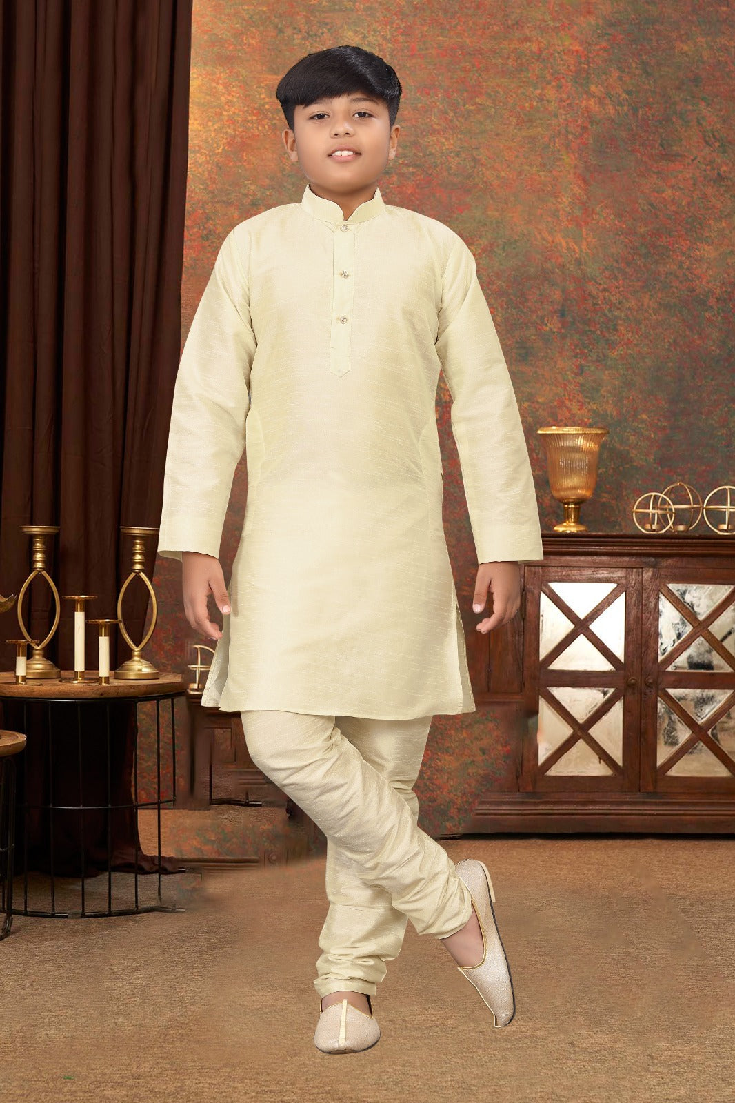 Kid_s Kurta Pyjama_Kurta Fabric- _Silk_  Chudidar Fabric - _Silk_