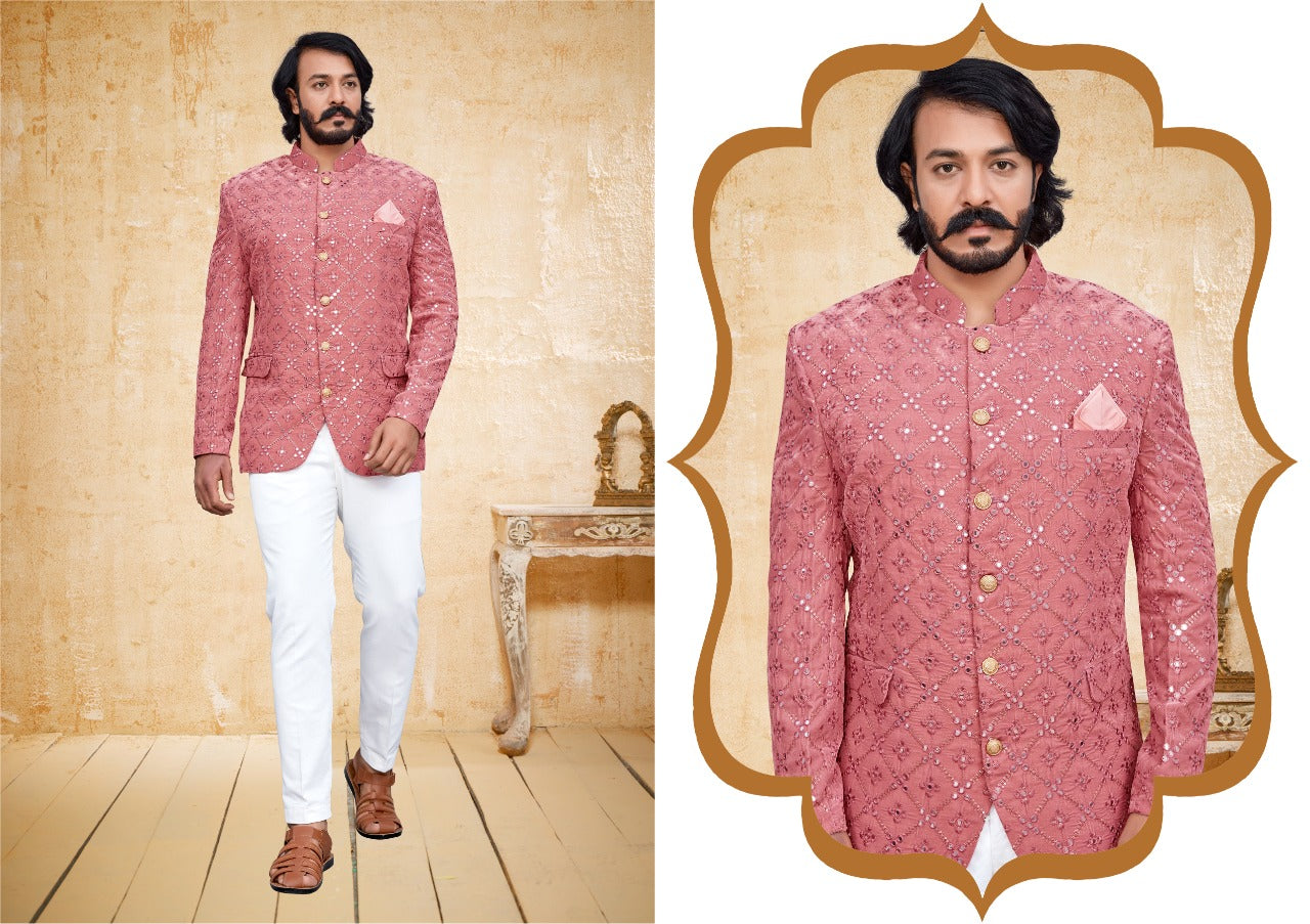 Men's  Jodhpuri Velvet Embroidery mirror work_ Sherwani
